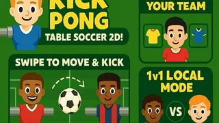 Ervaar een unieke mix van tafelvoetbal en pong in dit snelle arcade voetbalspel. Daag de AI of een vriend uit op hetzelfde apparaat. Speel nu gratis.